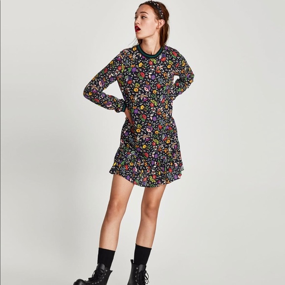 zara mini floral dress